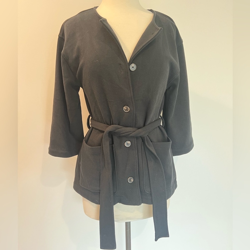 Banana Republic Twill Belted Jacket Medium Petite Black